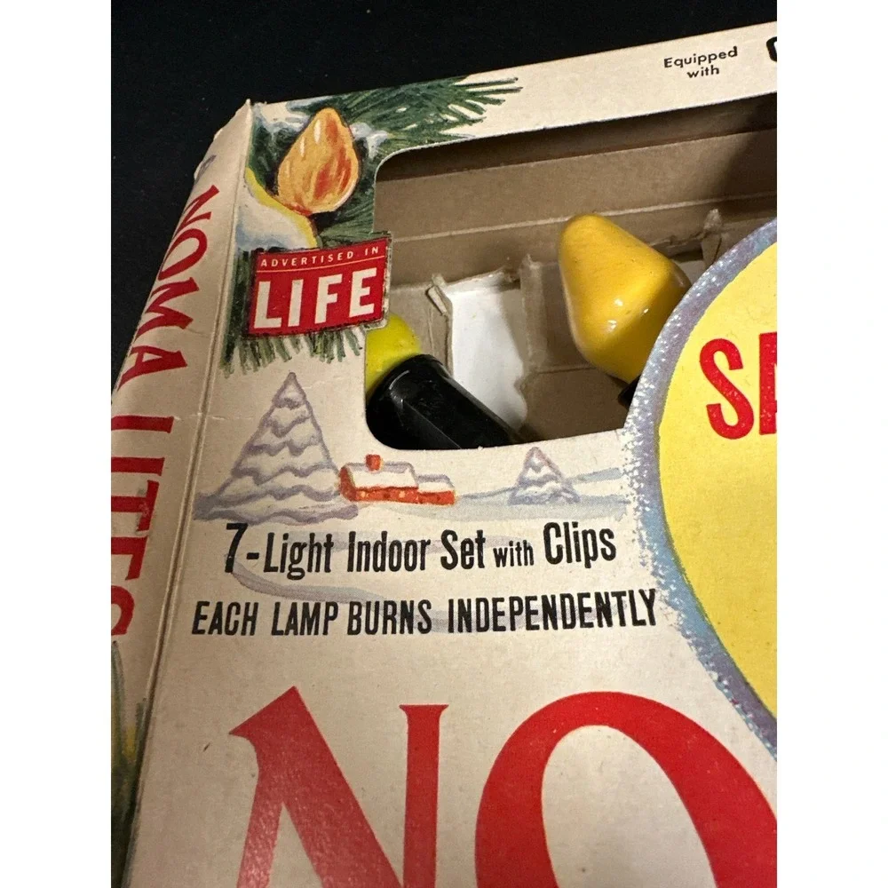 Vintage Noma Lites 7-Light Christmas String Lights Indoor w/ Box Tested Works